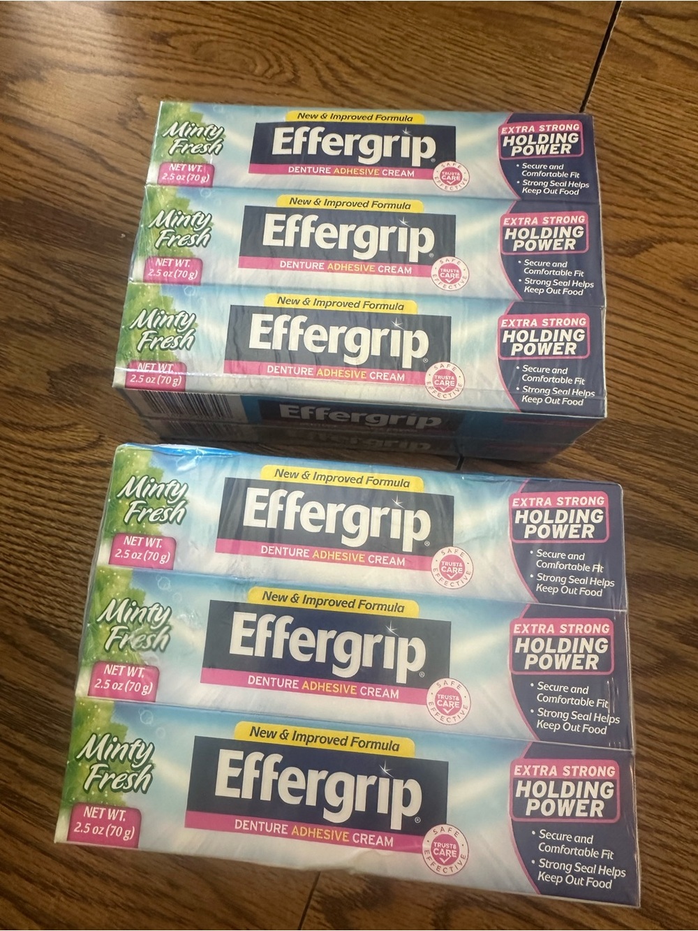 Lot of 12 Effergrip Minty Fresh Denture Adhesive Cream 2.5 oz Extra Strong New